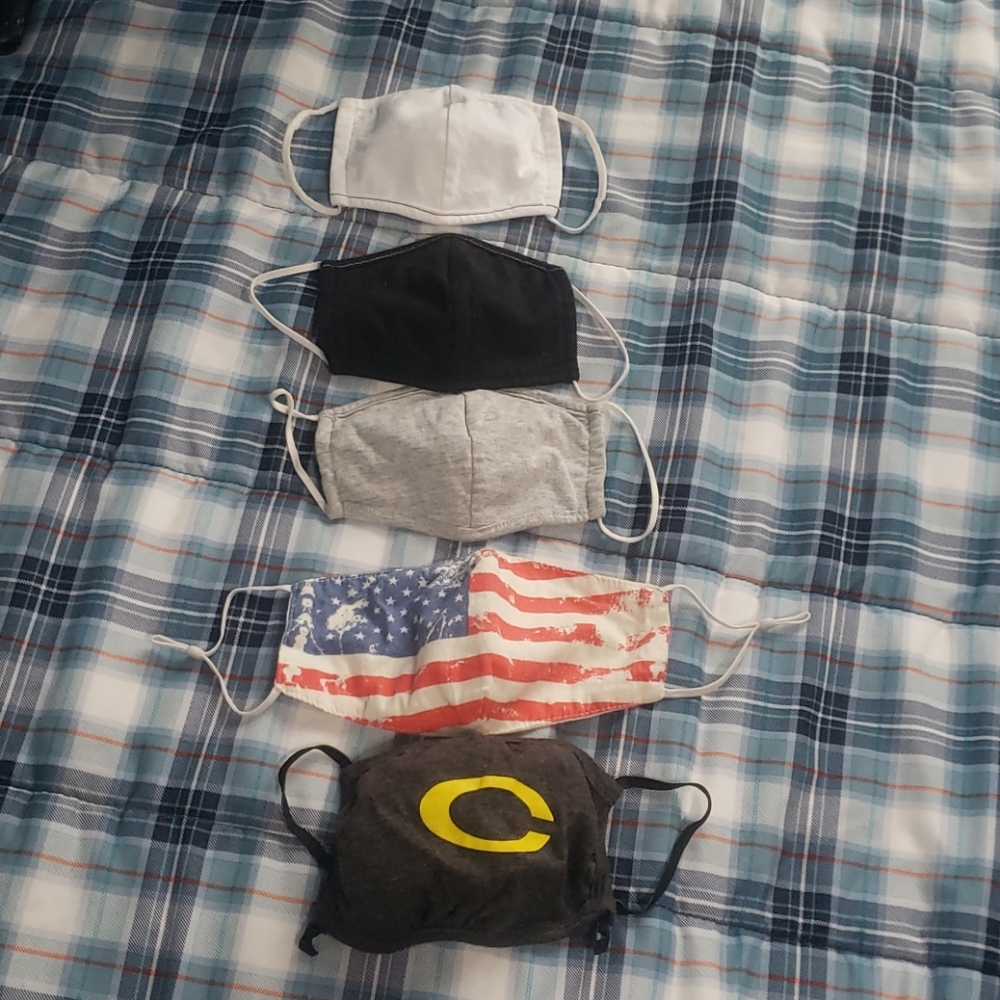 5 piece kids children's face mask lot NWOT Flag